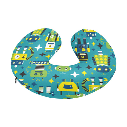 Robot Pattern Print Design A02 U-Shaped Travel Neck Pillow