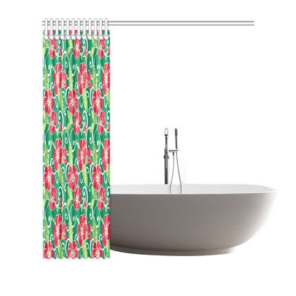 Red Hibiscus Pattern Print Design HB019 Shower Curtain