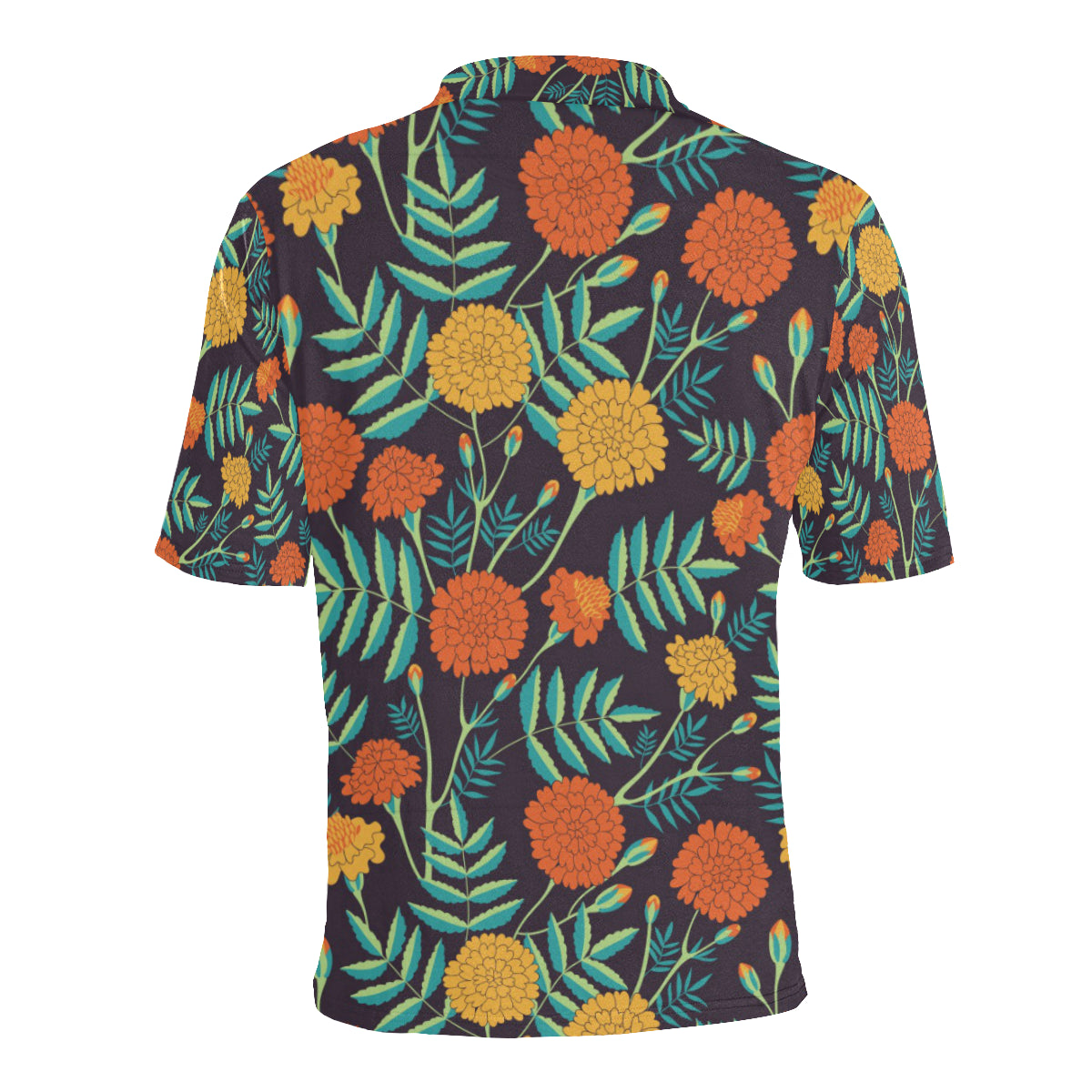 Marigold Pattern Print Design MR01 Men Polo Shirt