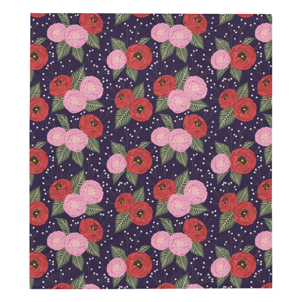 Camellia Pattern Print Design CM02 Premium Quilt