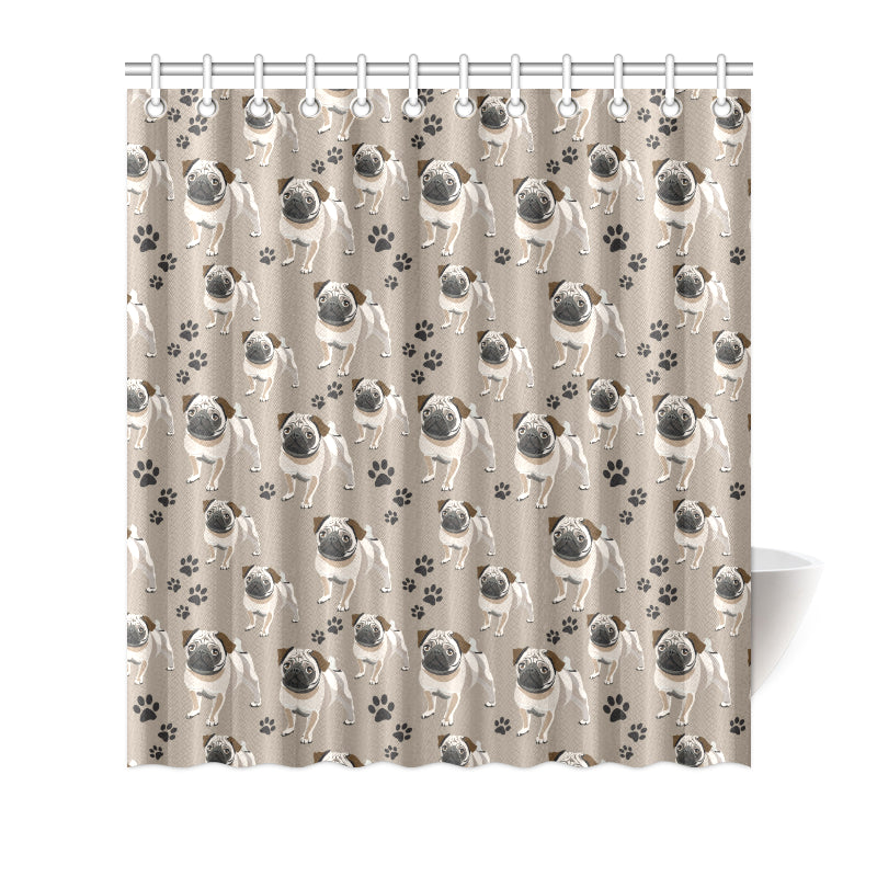 Pug Pattern Print Design A04 Shower Curtain