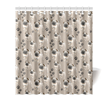 Pug Pattern Print Design A04 Shower Curtain