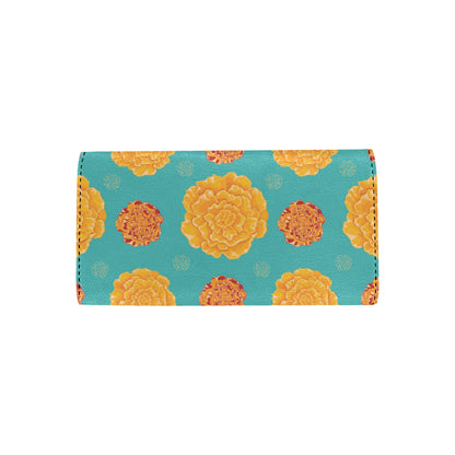 Marigold Pattern Print Design 02 Women's Trifold Wallet