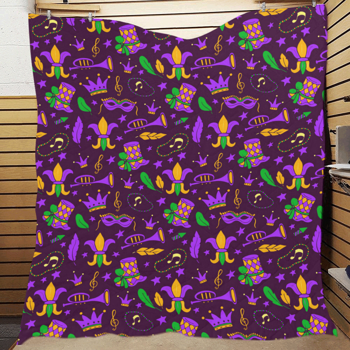 Mardi Gras Pattern Print Design 08 Premium Quilt