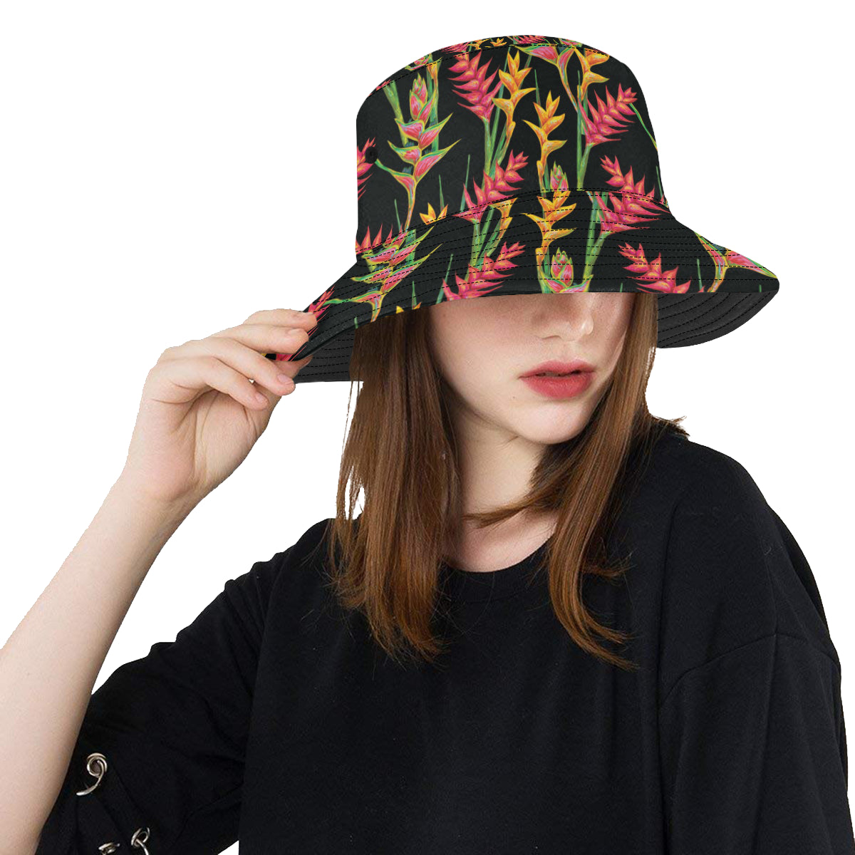 Heliconia Pattern Print Design HL01 Unisex Bucket Hat