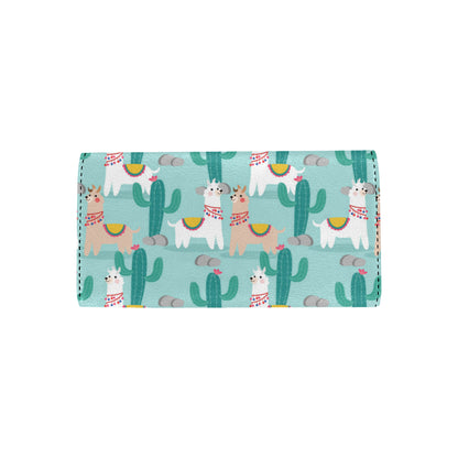 Llama Cactus Pattern Print Design 08 Women's Trifold Wallet