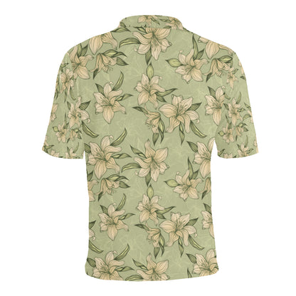 Lily Pattern Print Design LY06 Men Polo Shirt