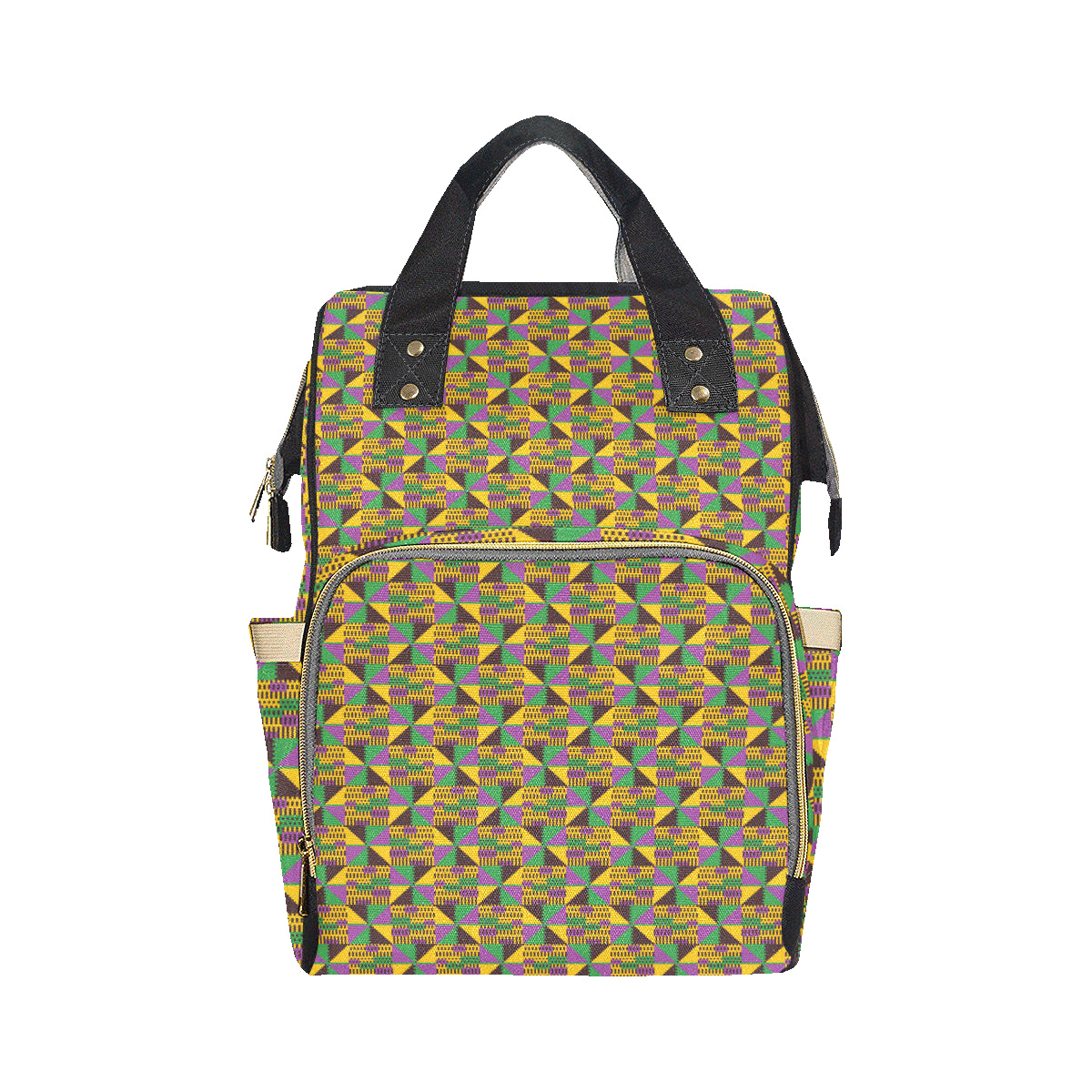 Kente Triangle Design African Print Diaper Bag Backpack
