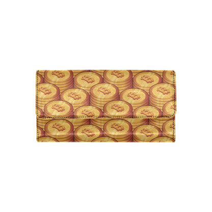 Bitcoin Pattern Print Design 02 Women's Trifold Wallet