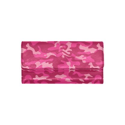 Camo Pink Pattern Print Design 01 Women's Trifold Wallet