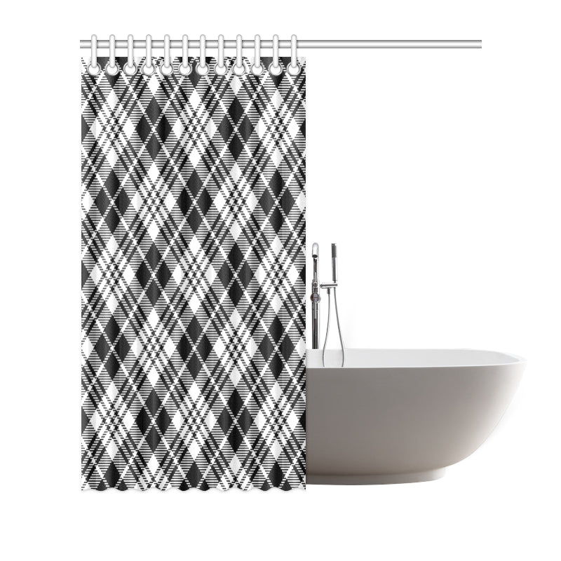Plaid Black White Pattern Print Design A02 Shower Curtain