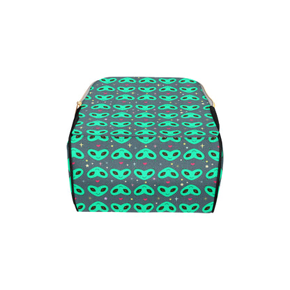 Alien Head Heart Pattern Print Design 03 Diaper Bag Backpack