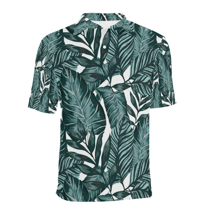 Tropical Palm Leaves Pattern Men Polo Shirt