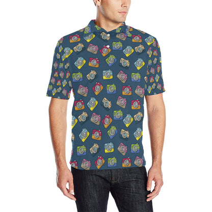 Camera Pattern Print Design 03 Men Polo Shirt