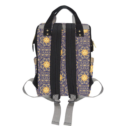 Celestial Gold Sun Face Diaper Bag Backpack