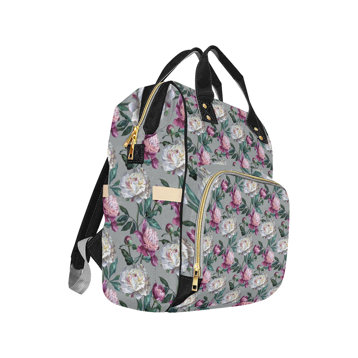 Peony Pattern Print Design PE01 Diaper Bag Backpack