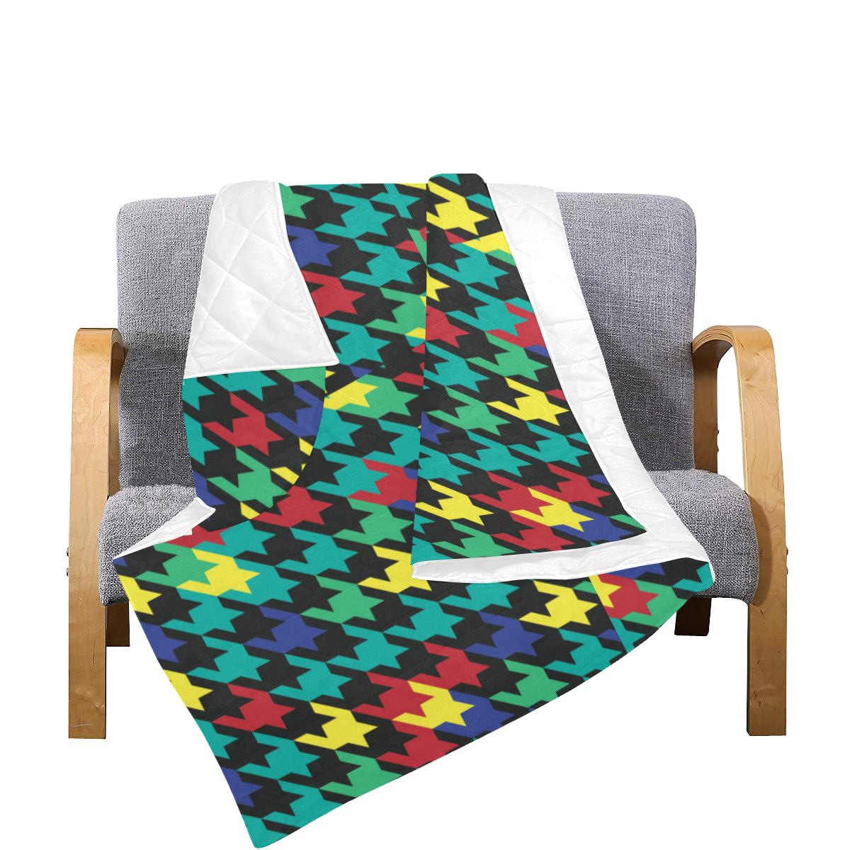 Houndstooth Colorful Pattern Print Design 02 Premium Quilt