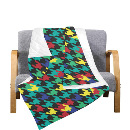 Houndstooth Colorful Pattern Print Design 02 Premium Quilt