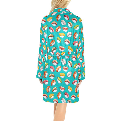 Sushi Themed Print Women's Fleece Robe