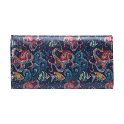 Underwater Giant Squid Print Design LKS302 Women's Trifold Wallet