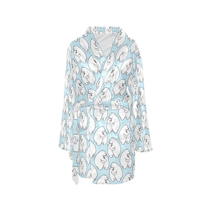 Polar Bear Pattern Print Design PB08 Women's Fleece Robe