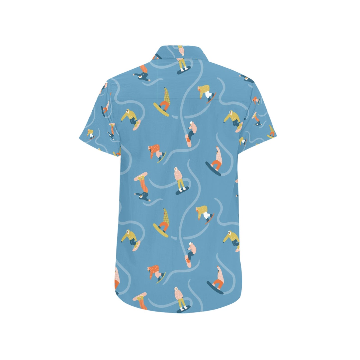 Snowboard Print Design LKS303 Men Short Sleeve Button Up Shirt
