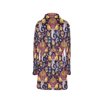 Ganesha Indian Pattern Print Design 03 Women's Fleece Robe