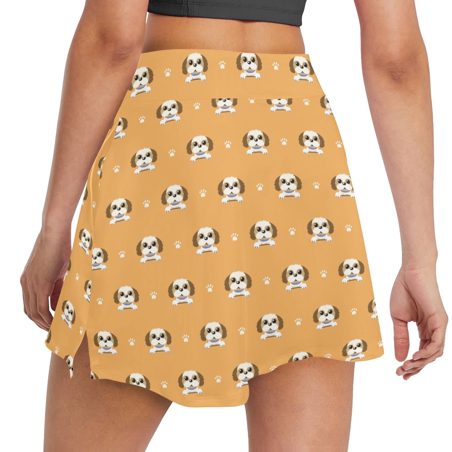 Shih Tzu Print Design LKS303 17" Golf & Pickleball Skort with Pockets