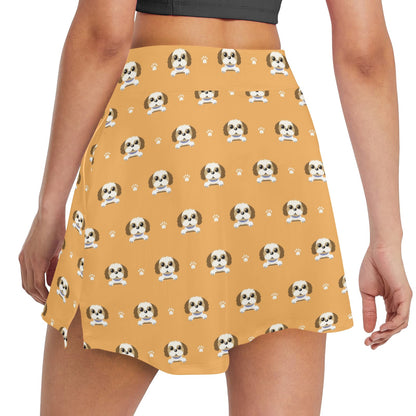 Shih Tzu Print Design LKS303 17" Golf & Pickleball Skort with Pockets