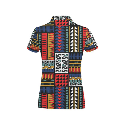 Kente Pattern Print Design 02 Women's Polo Shirt