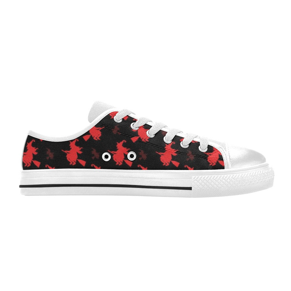 Witch Print Design LKS308 Women's White Low Top Shoes