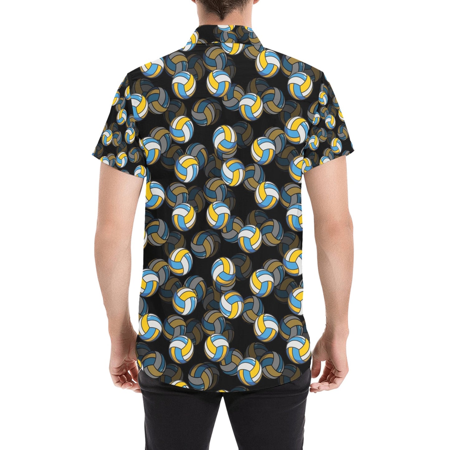 Volleyball Print Design LKS302 Men Short Sleeve Button Up Shirt