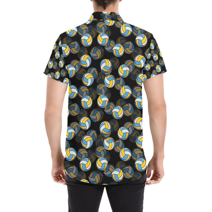 Volleyball Print Design LKS302 Men Short Sleeve Button Up Shirt
