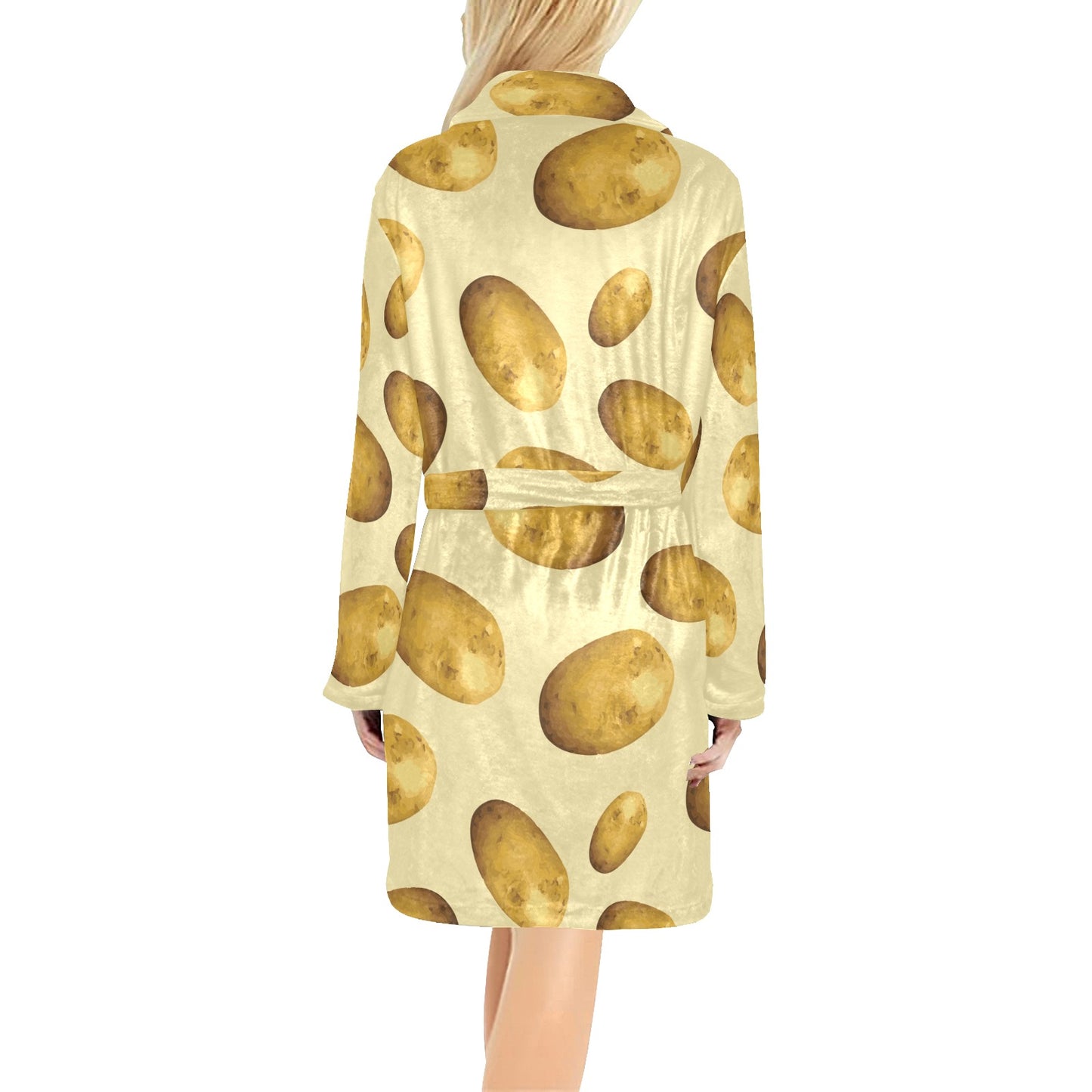 Potato Pattern Print Design A01 Women's Fleece Robe