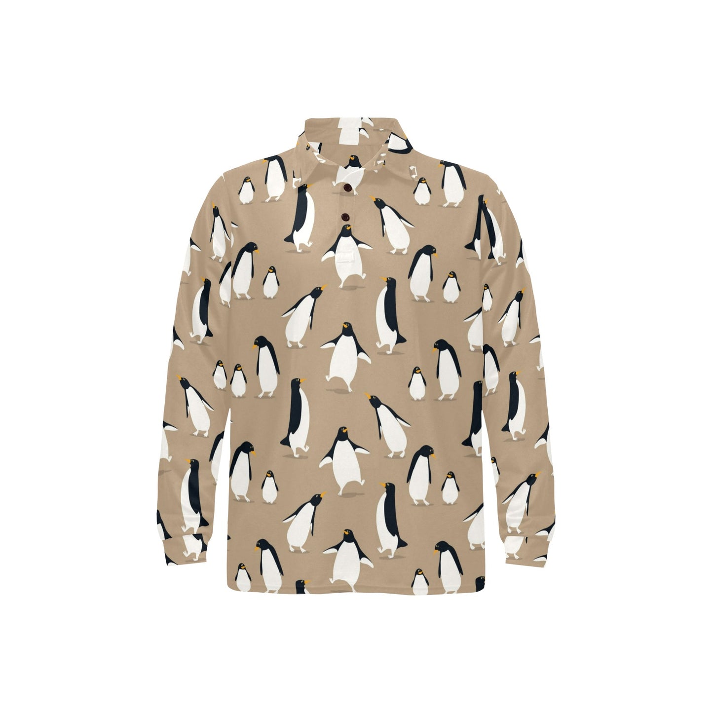 Penguin Pattern Print Design A01 Long Sleeve Polo Shirt For Men's