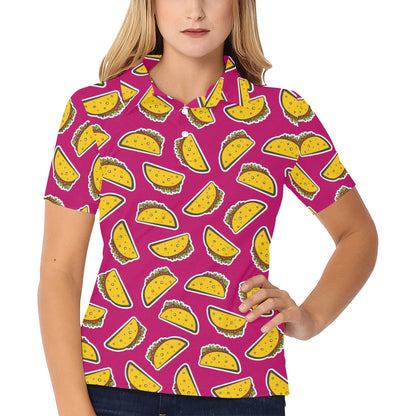 Taco Pattern Print Design TC01 Women's Polo Shirt