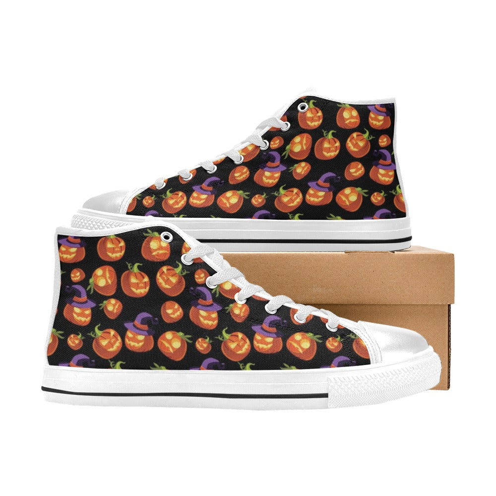 Witch Pumpkin Halloween Print LKS302 Men's High Top Canvas Shoes