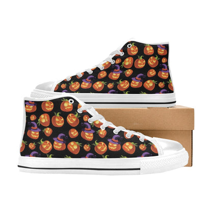 Witch Pumpkin Halloween Print LKS302 Men's High Top Canvas Shoes