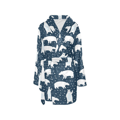 Polar Bear Pattern Print Design A02 Women's Fleece Robe