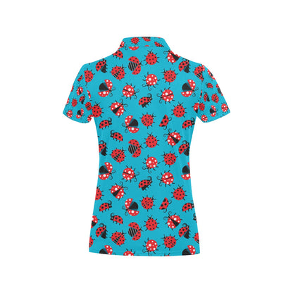 Ladybug Action Print Pattern Women's Polo Shirt