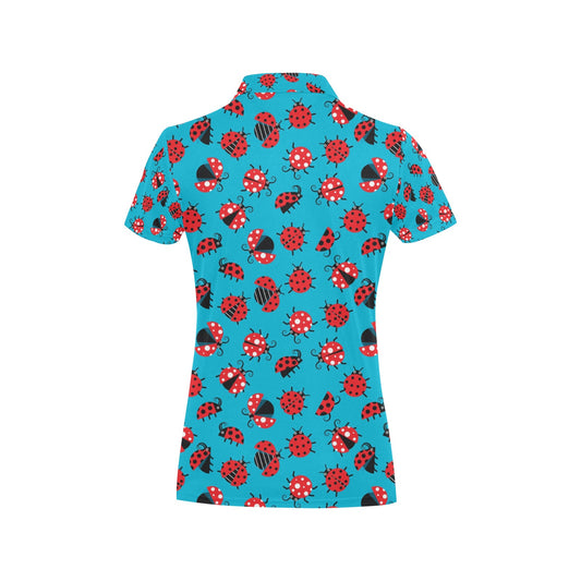 Ladybug Action Print Pattern Women's Polo Shirt