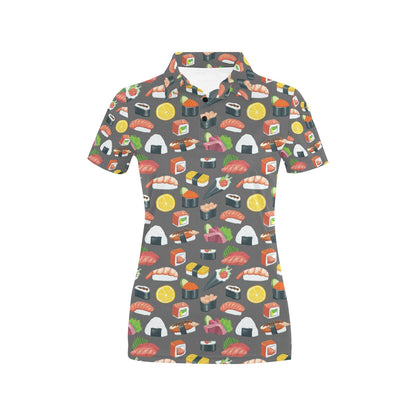 Sushi Pattern Print Women's Polo Shirt