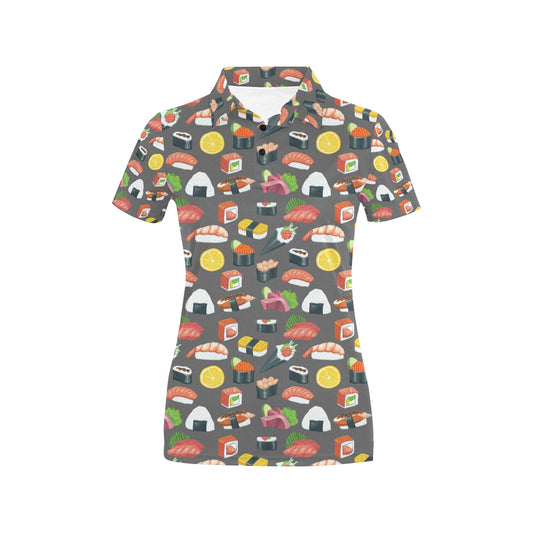 Sushi Pattern Print Women's Polo Shirt