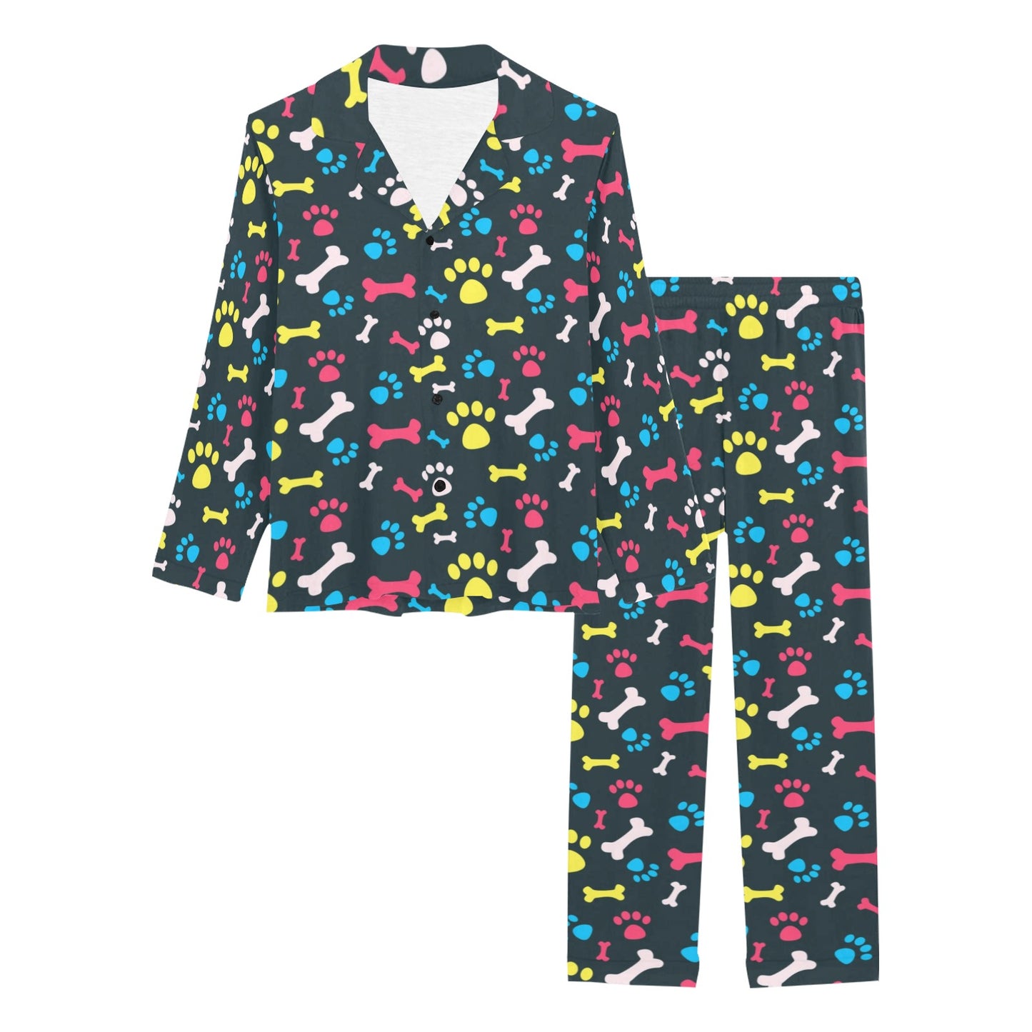 Paw Design Print Women's Long Pajama Set