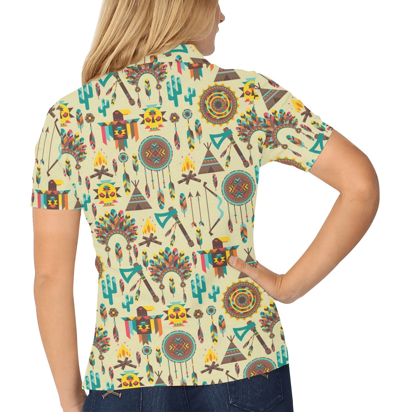 Tribal indians native american aztec Women's Polo Shirt