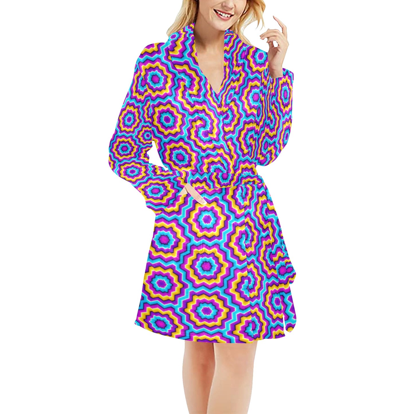 Optical illusion Techno Movement Women's Fleece Robe