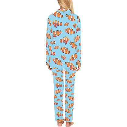 Clownfish Pattern Print Design 01 Women's Long Pajama Set