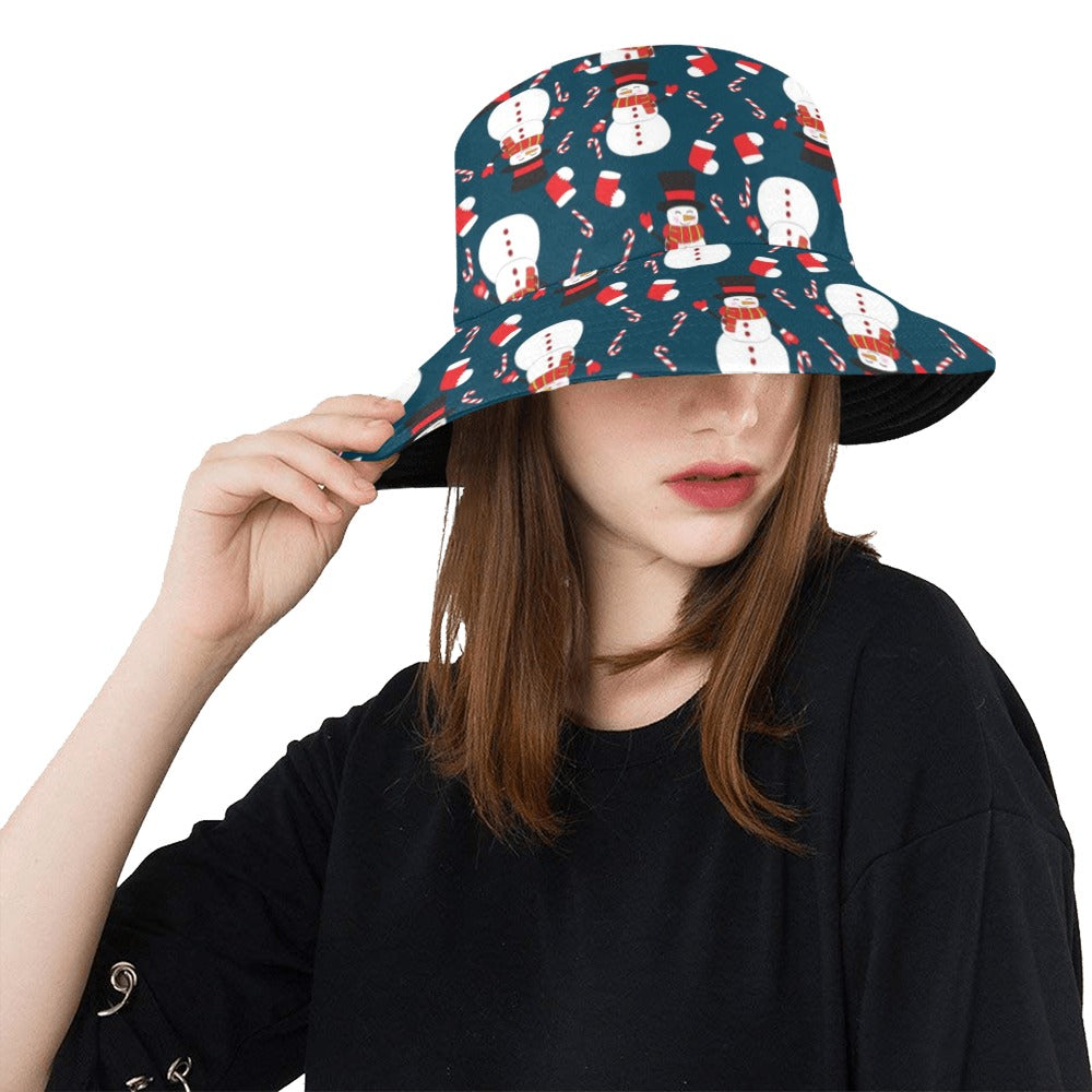 Snowman Print Design LKS301 Unisex Bucket Hat