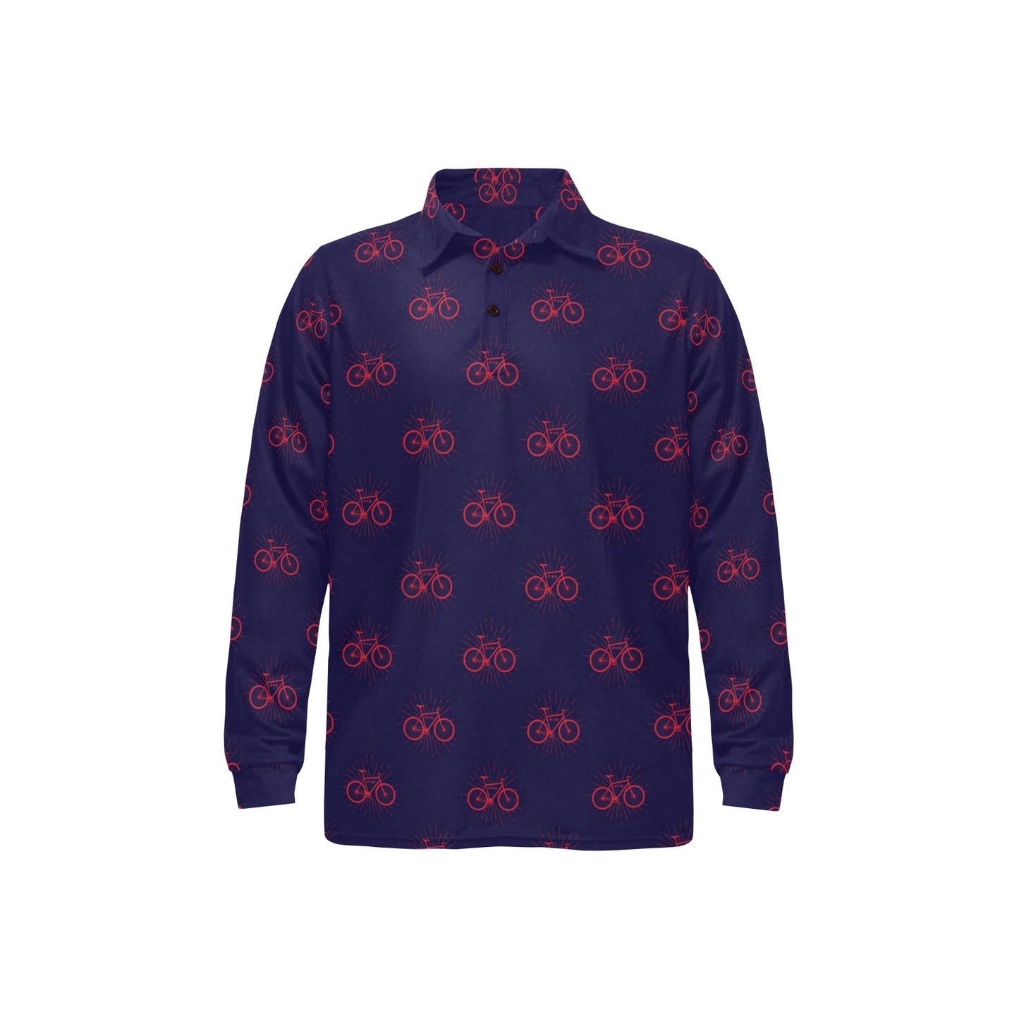 Bicycle Pattern Print Design 01 Long Sleeve Polo Shirt For Men's