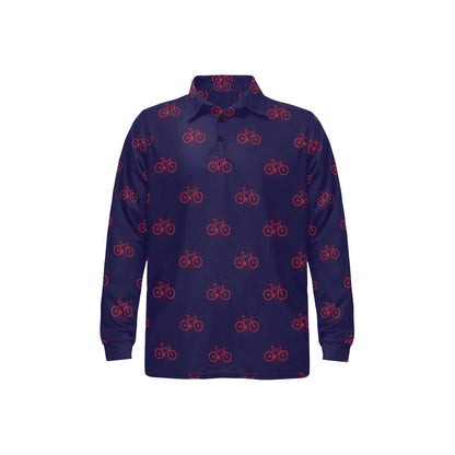 Bicycle Pattern Print Design 01 Long Sleeve Polo Shirt For Men's